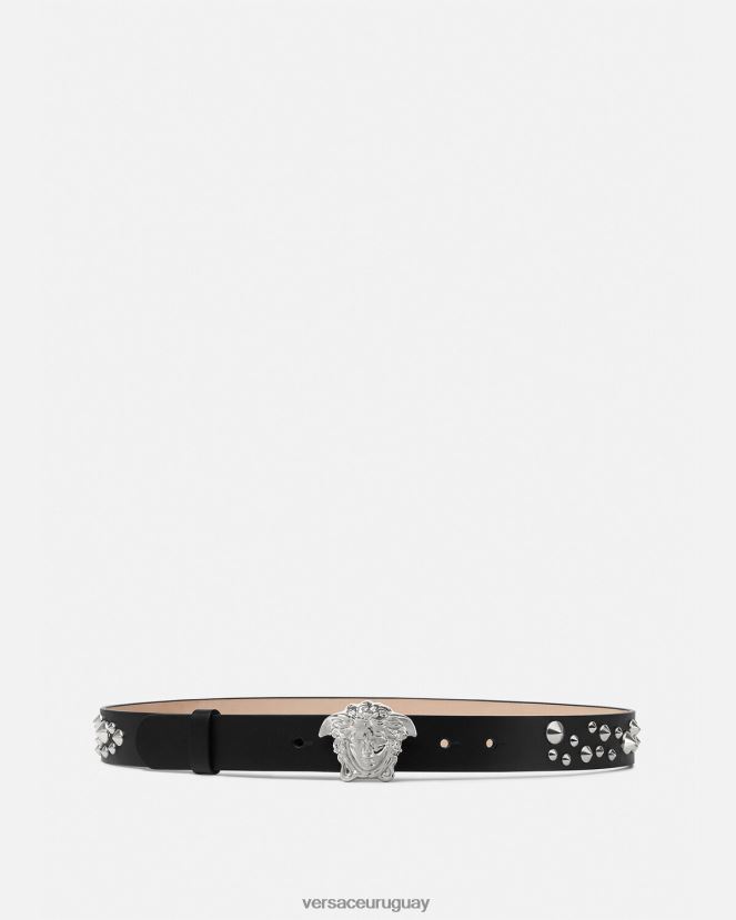 Versace cinturón con motivo de medusa y pinchos mujer negro accesorios H88R0H545