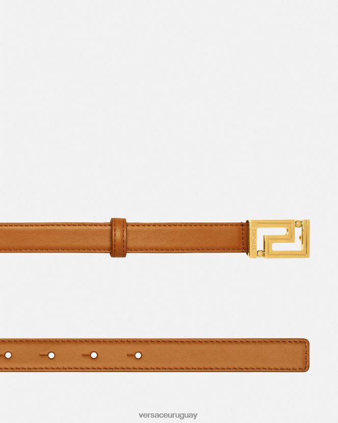 Versace cinturón de cuero con diosa Greca mujer caramelo accesorios H88R0H514