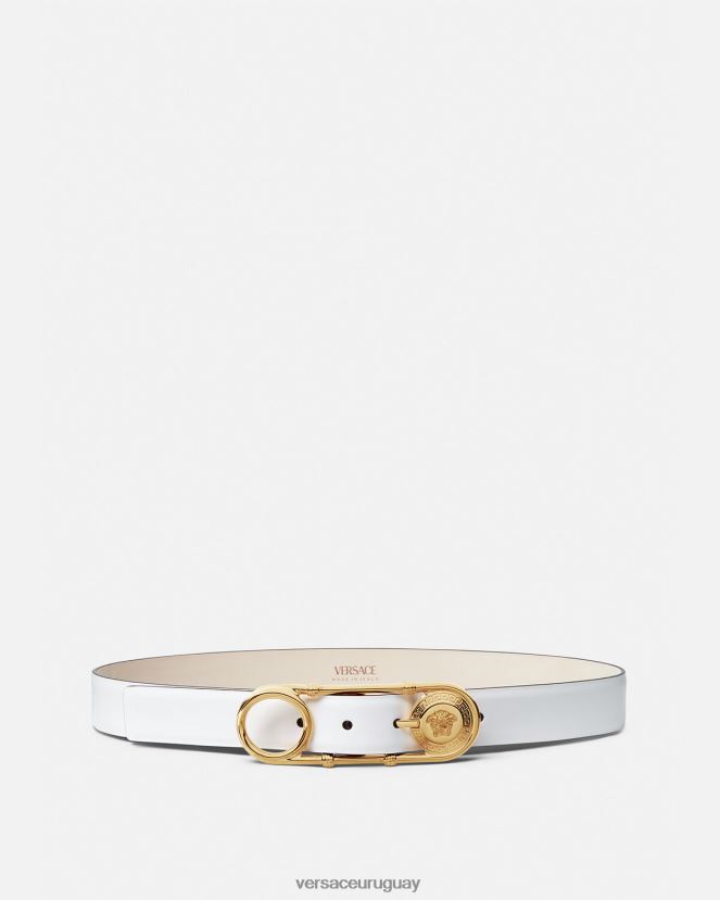 Versace cinturón de cuero con imperdible mujer blanco accesorios H88R0H537