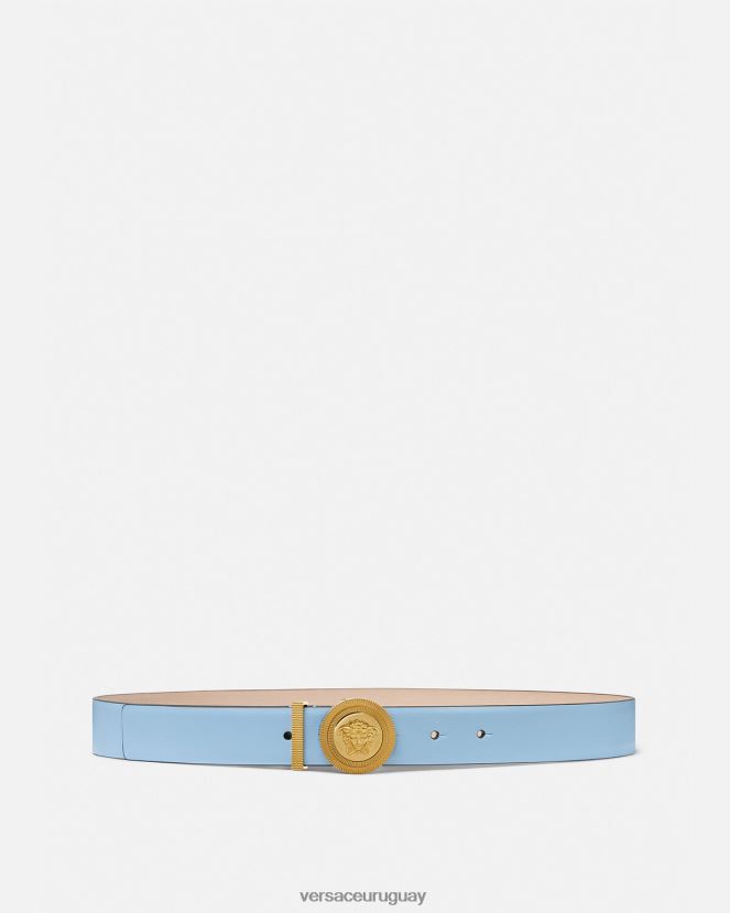 Versace cinturón de cuero con medusa biggie mujer azul claro accesorios H88R0H546