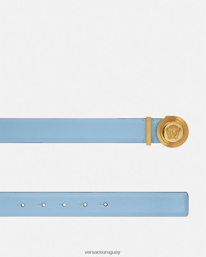 Versace cinturón de cuero con medusa biggie mujer azul claro accesorios H88R0H546
