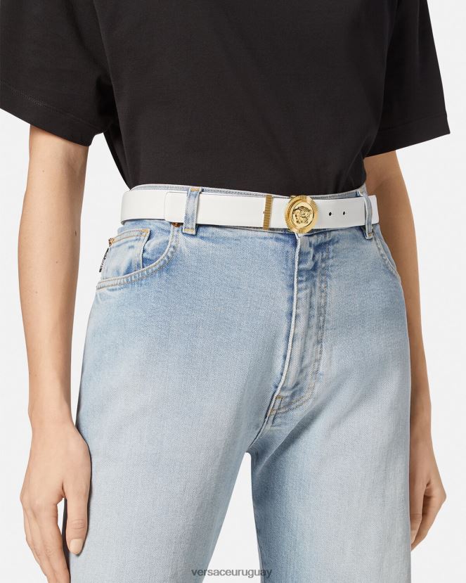 Versace cinturón de cuero con medusa biggie mujer blanco accesorios H88R0H532
