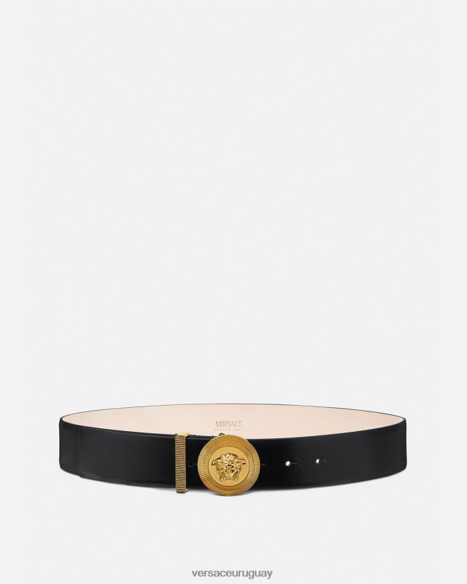 Versace cinturón de cuero con medusa biggie mujer negro accesorios H88R0H530