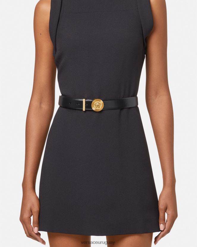 Versace cinturón de cuero con medusa biggie mujer negro accesorios H88R0H531