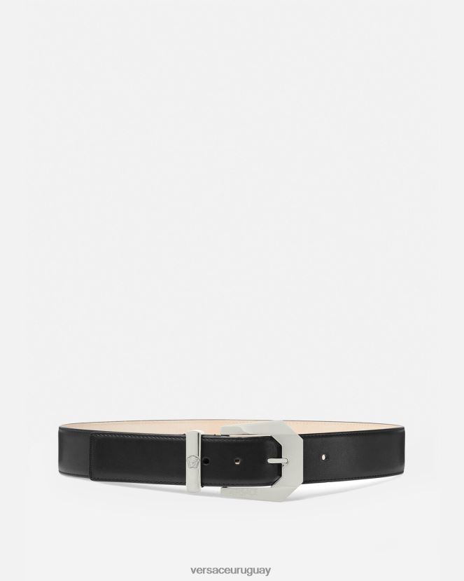 Versace cinturón de cuero con medusa tradicional mujer negro accesorios H88R0H534