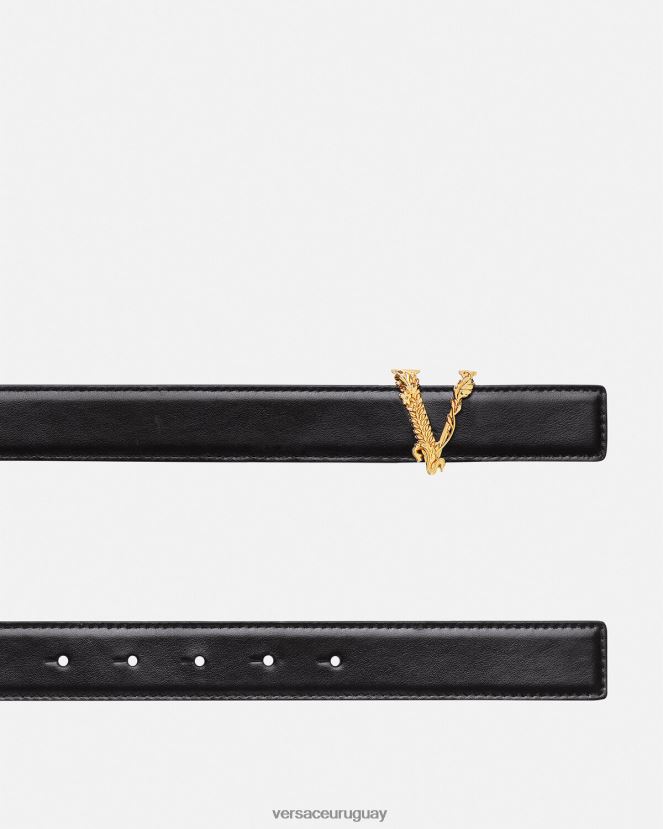 Versace cinturón de cuero virtus mujer negro accesorios H88R0H539