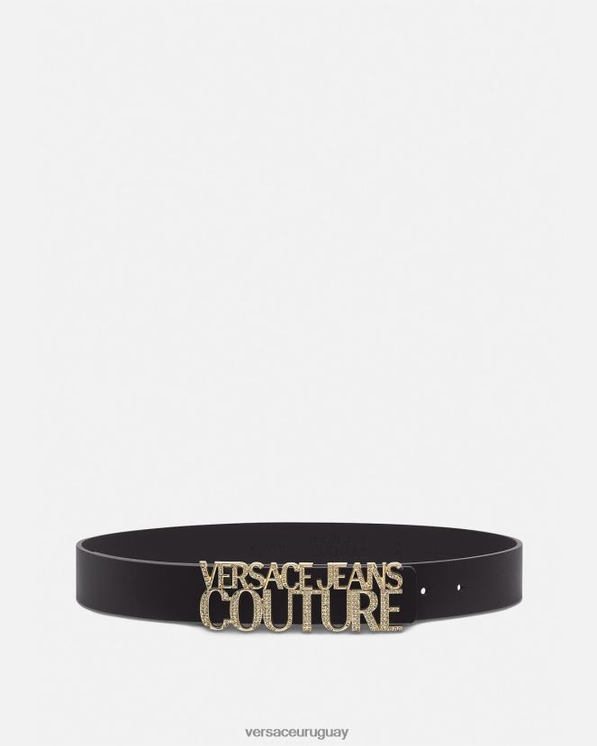 Versace cinturón de piel con logo mujer negro accesorios H88R0H2338