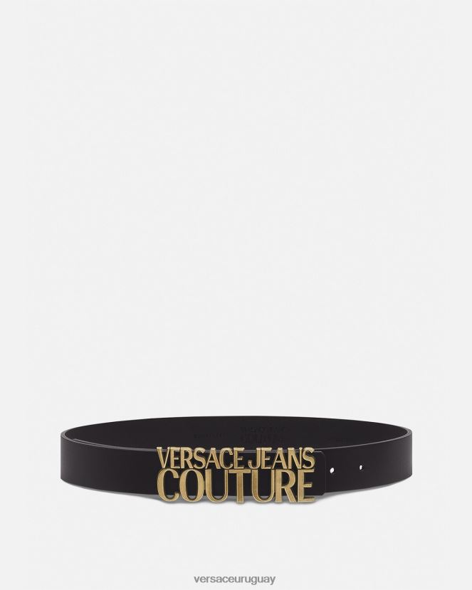 Versace cinturón de piel con logo mujer negro accesorios H88R0H2339