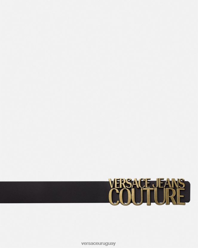 Versace cinturón de piel con logo mujer negro accesorios H88R0H2339