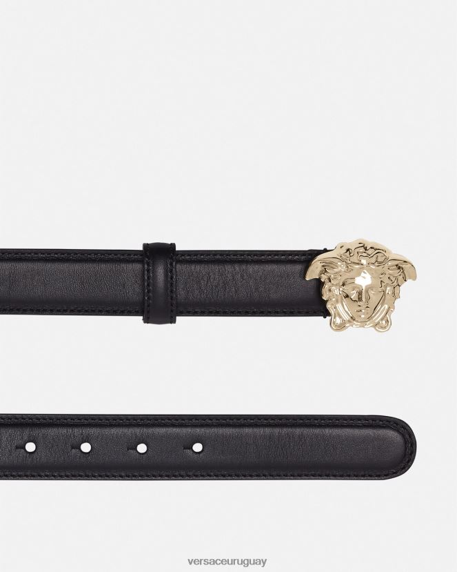 Versace cinturón de piel de medusa mujer negro accesorios H88R0H525