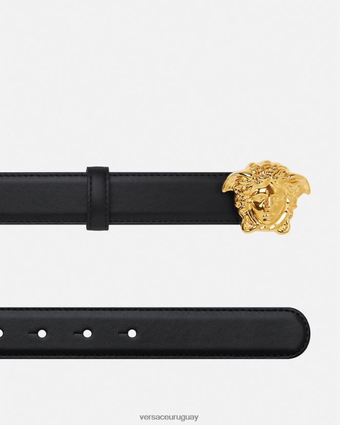 Versace cinturón de piel de medusa mujer negro accesorios H88R0H528