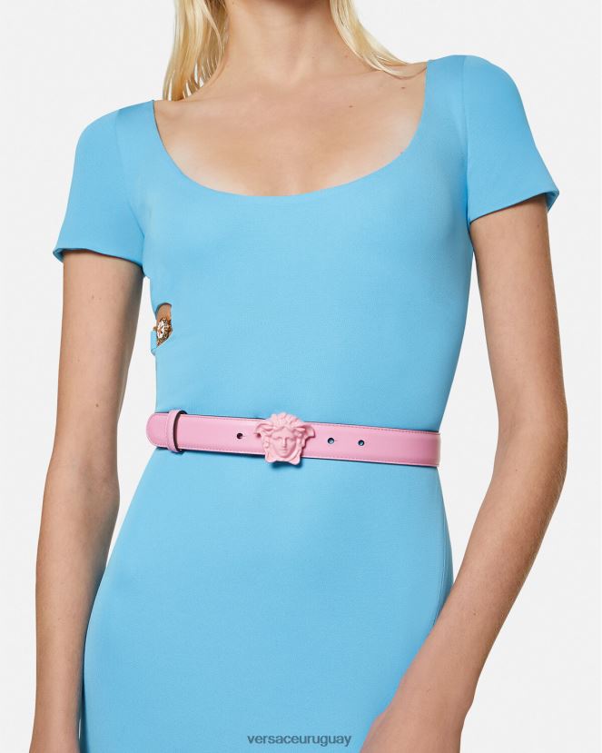 Versace cinturón de piel de medusa mujer rosa accesorios H88R0H527