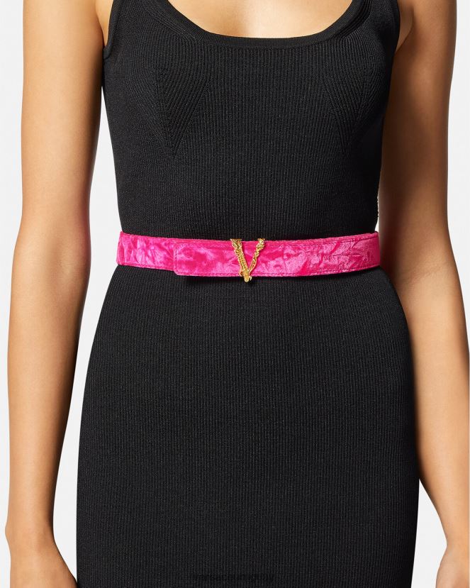 Versace cinturón de terciopelo virtus mujer rosa accesorios H88R0H552