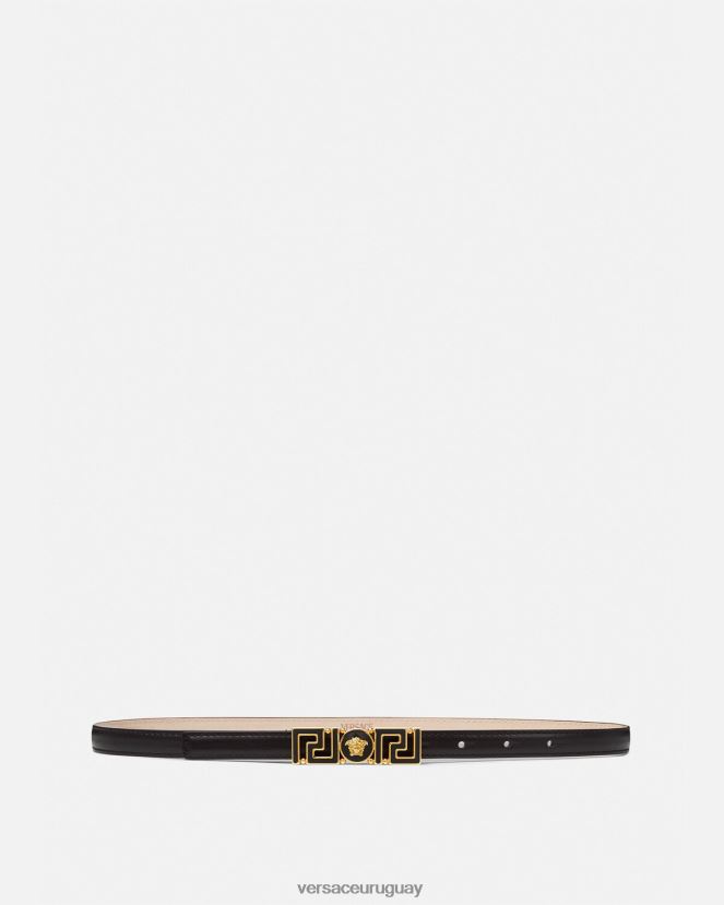 Versace cinturón fino de piel con Greca Diosa mujer negro accesorios H88R0H517