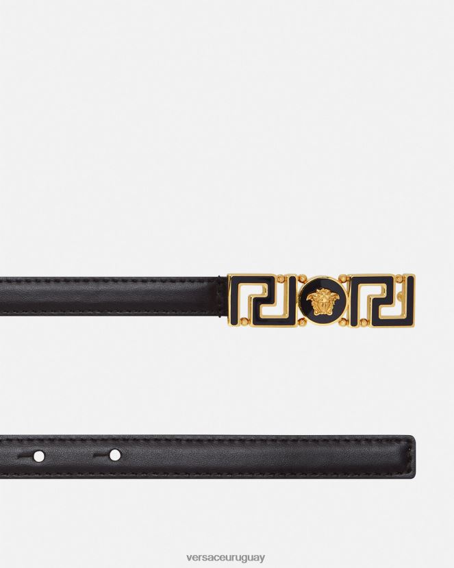 Versace cinturón fino de piel con Greca Diosa mujer negro accesorios H88R0H517
