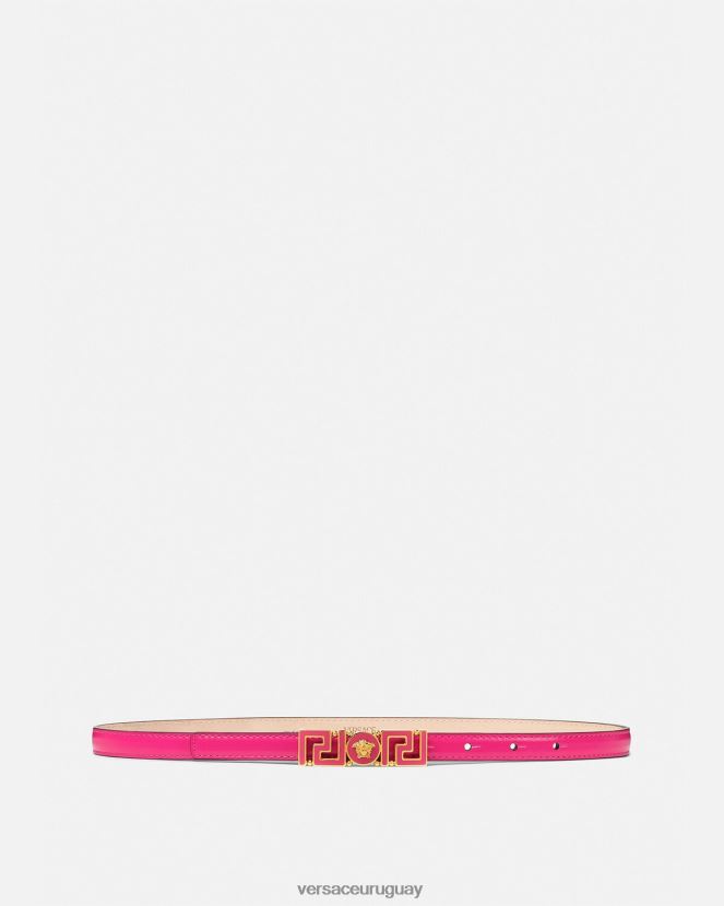 Versace cinturón fino de piel con Greca Diosa mujer rosa accesorios H88R0H543