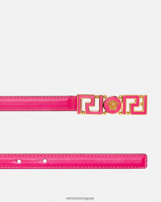 Versace cinturón fino de piel con Greca Diosa mujer rosa accesorios H88R0H543