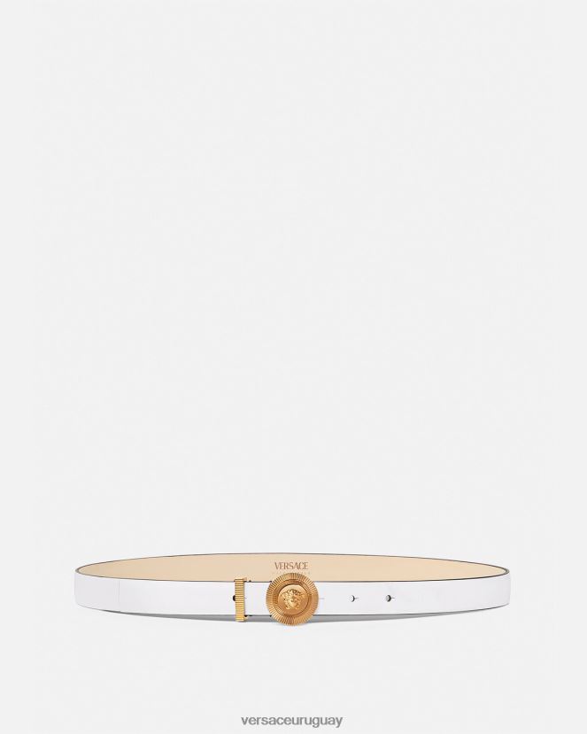 Versace cinturón fino de piel con Medusa Biggie mujer blanco accesorios H88R0H547
