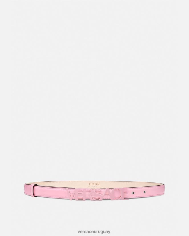 Versace cinturón fino de piel con logo mujer rosa accesorios H88R0H550