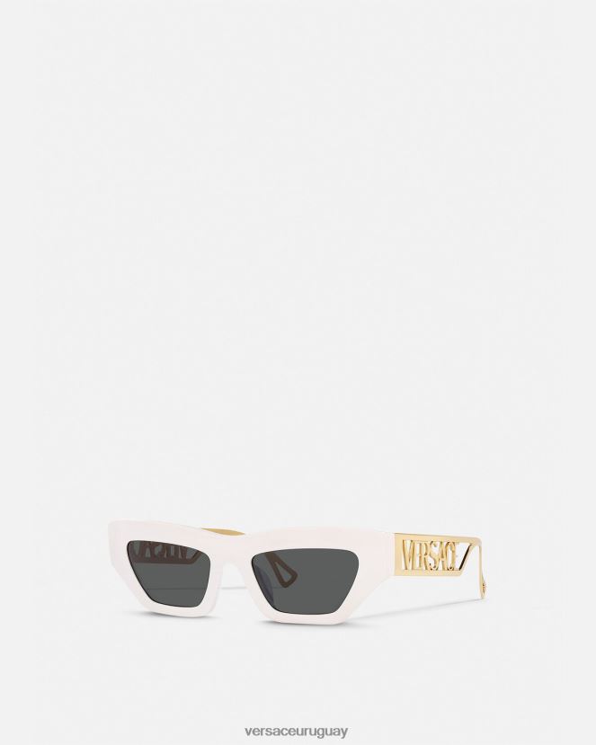 Versace Gafas de sol estilo ojo de gato con logo vintage de los años 90 mujer Oro blanco accesorios H88R0H617
