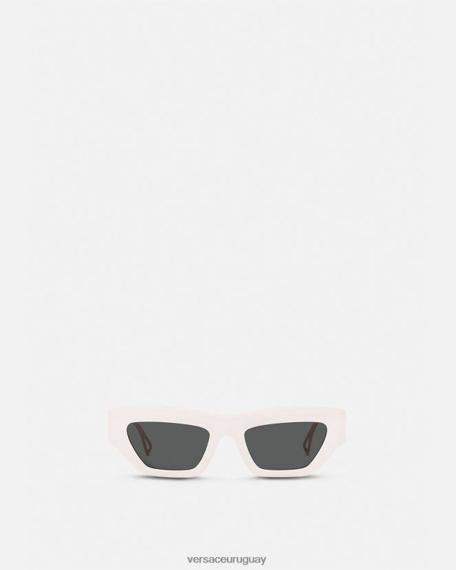Versace Gafas de sol estilo ojo de gato con logo vintage de los años 90 mujer Oro blanco accesorios H88R0H617