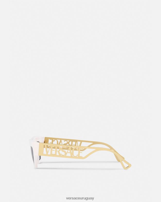 Versace Gafas de sol estilo ojo de gato con logo vintage de los años 90 mujer Oro blanco accesorios H88R0H617