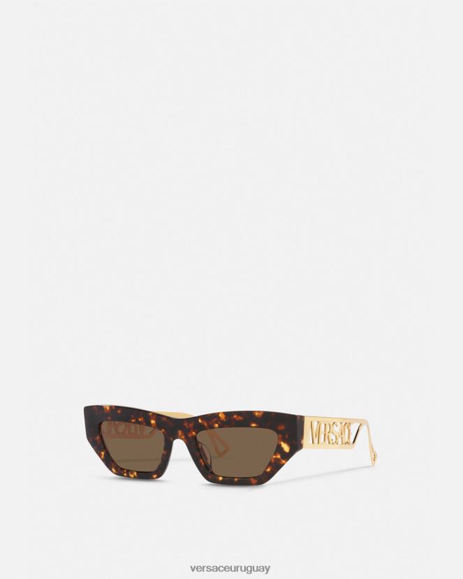 Versace Gafas de sol estilo ojo de gato con logo vintage de los años 90 mujer la habana y el oro accesorios H88R0H689