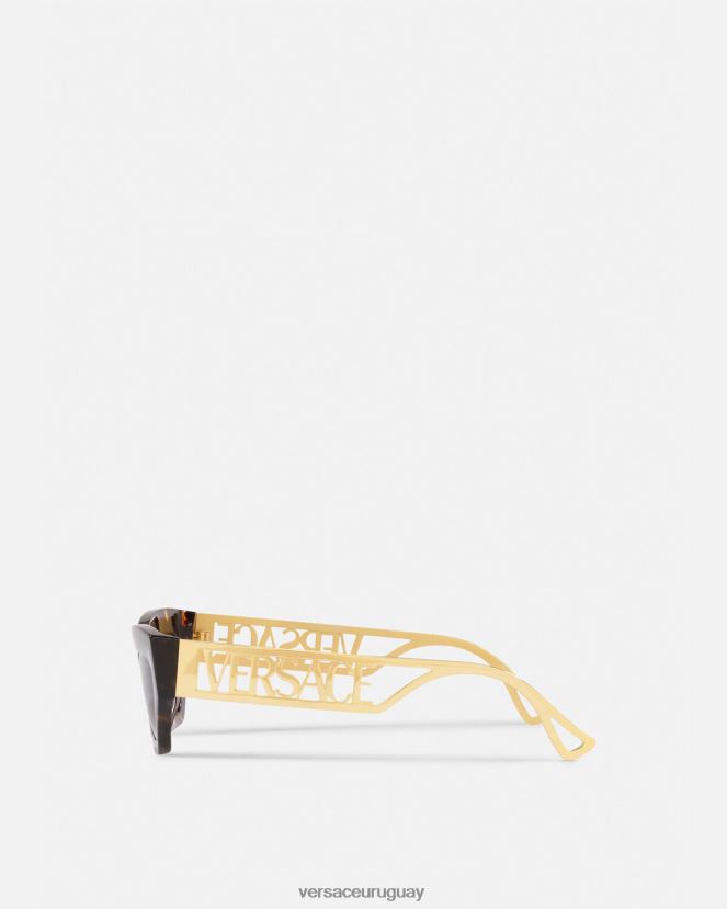 Versace Gafas de sol estilo ojo de gato con logo vintage de los años 90 mujer la habana y el oro accesorios H88R0H689