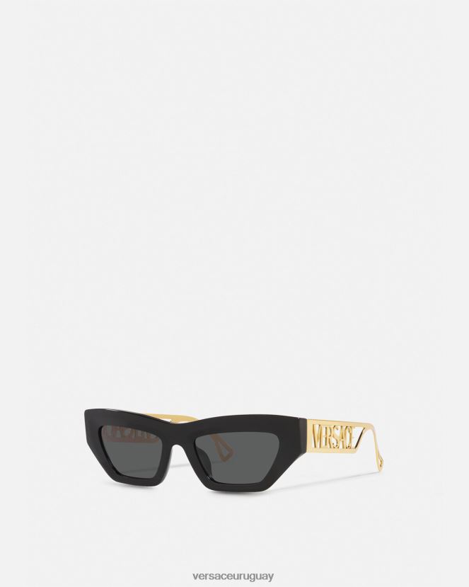 Versace Gafas de sol estilo ojo de gato con logo vintage de los años 90 mujer oro negro accesorios H88R0H615