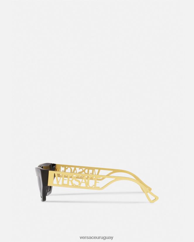 Versace Gafas de sol estilo ojo de gato con logo vintage de los años 90 mujer oro negro accesorios H88R0H615