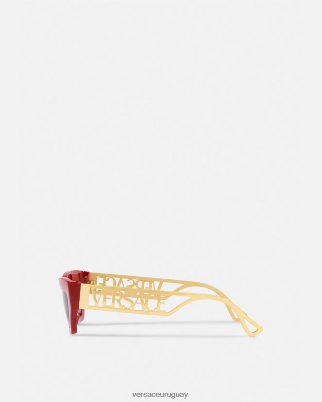 Versace Gafas de sol estilo ojo de gato con logo vintage de los años 90 mujer oro rojo accesorios H88R0H616