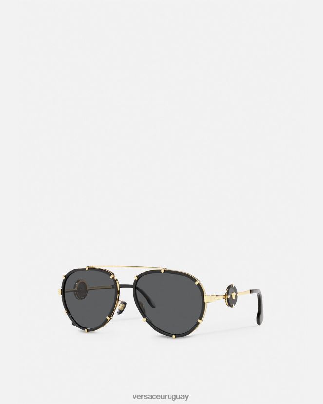 Versace gafas de sol con clip estilo piloto icono vintage mujer oro negro accesorios H88R0H676