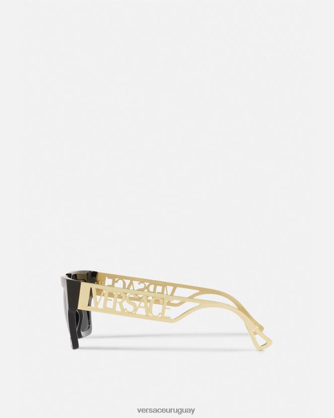 Versace gafas de sol con logo vintage de los 90 mujer oro negro accesorios H88R0H619