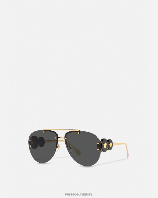 Versace gafas de sol de aviador con doble medusa mujer oro negro accesorios H88R0H623