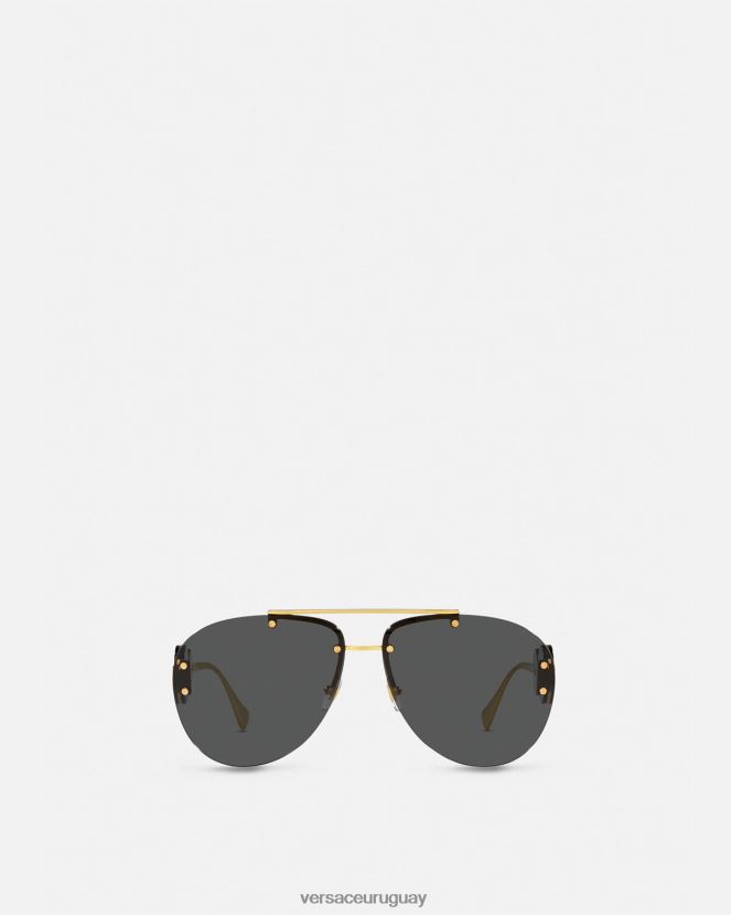 Versace gafas de sol de aviador con doble medusa mujer oro negro accesorios H88R0H623