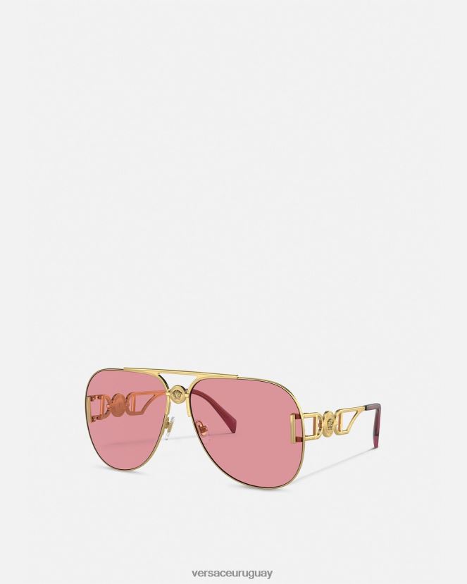 Versace gafas de sol estilo piloto medusa biggie mujer oro y rosa accesorios H88R0H598