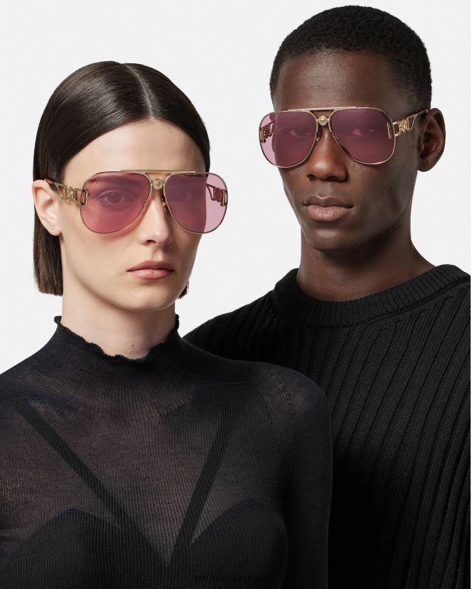 Versace gafas de sol estilo piloto medusa biggie mujer oro y rosa accesorios H88R0H598