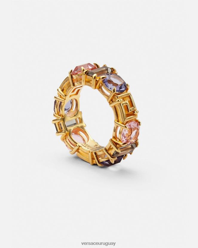 Versace anillo con greca de cristal mujer oro accesorios H88R0H837