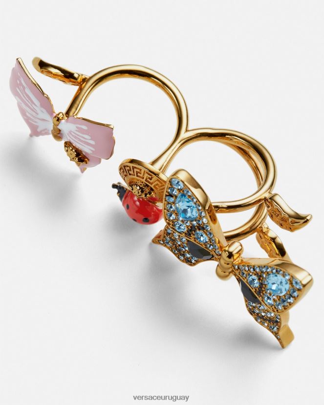 Versace anillo con mariposas de cristal mujer oro accesorios H88R0H714