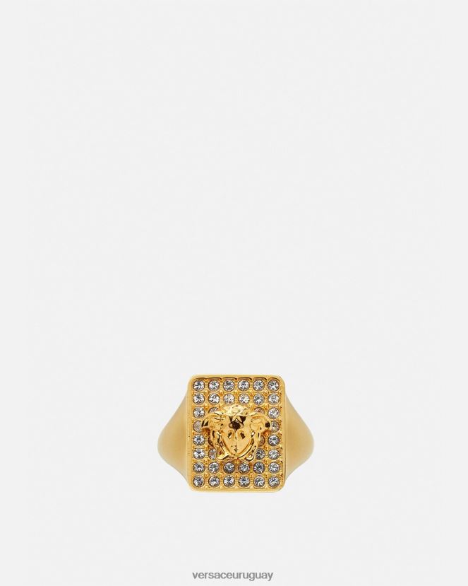Versace anillo de cristal de azulejos mujer oro accesorios H88R0H810