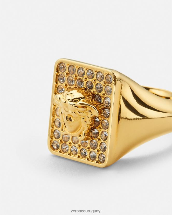 Versace anillo de cristal de azulejos mujer oro accesorios H88R0H810