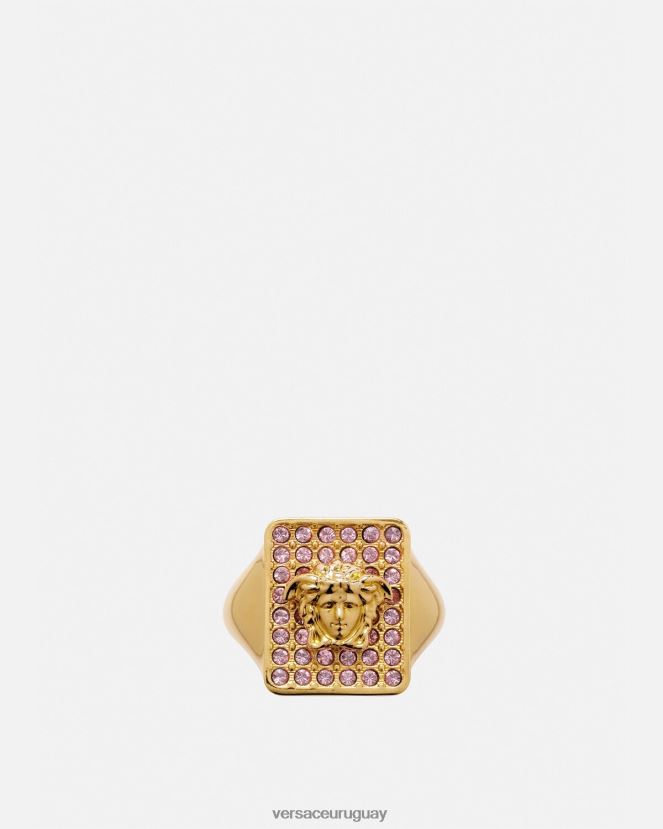 Versace anillo de cristal de azulejos mujer oro rosado accesorios H88R0H736