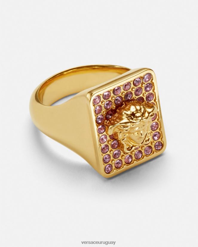 Versace anillo de cristal de azulejos mujer oro rosado accesorios H88R0H736