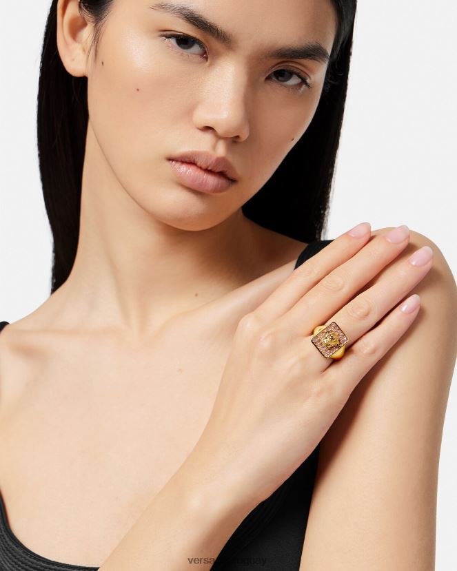 Versace anillo de cristal de azulejos mujer oro rosado accesorios H88R0H736