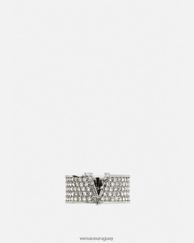 Versace anillo de cristal virtuoso mujer plata accesorios H88R0H857