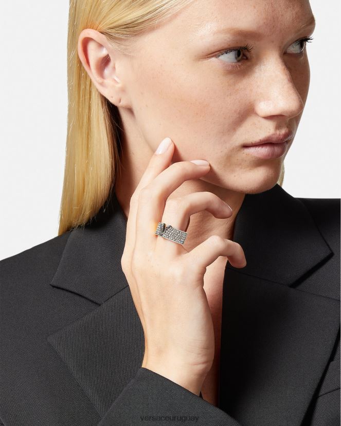 Versace anillo de cristal virtuoso mujer plata accesorios H88R0H857