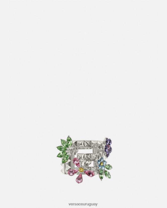 Versace anillo de flor de cristal mujer plata accesorios H88R0H850