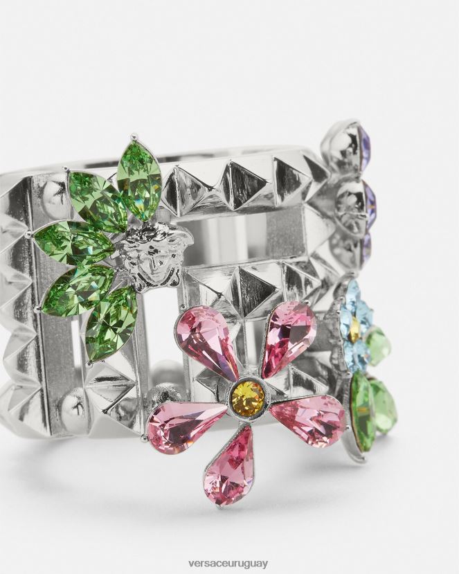 Versace anillo de flor de cristal mujer plata accesorios H88R0H850