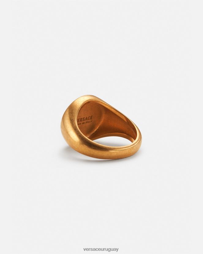 Versace anillo tipo sello con Medusa esmaltada mujer oro negro accesorios H88R0H791