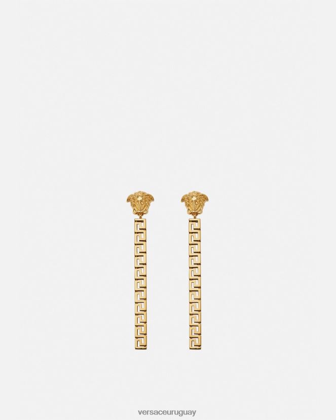 Versace aretes colgantes con greca de medusa mujer oro accesorios H88R0H748